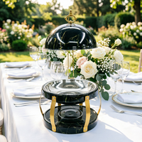 Catering-Buffet-Restaurantausrüstung Luxuriöser Eleganter Schwarzer Chafing Dish Runde Hängende Chafing Dishes für Hotel und Hochzeit