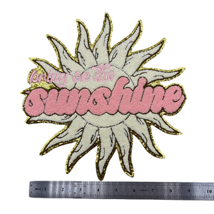 Disegno personalizzato di grande Glitter ciniglia ferro-on <span class=keywords><strong>Patch</strong></span> sole ricamato su tessuto Denim per capi di abbigliamento all'ingrosso <span class=keywords><strong>Patch</strong></span> personalizzate - Product Image 1
