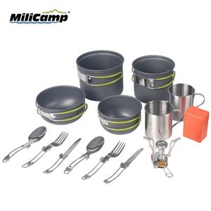 Set da Cucina Leggero per Campeggio, 16 Pezzi, Kit di Pentole e Stoviglie per Esterni - Product Image 1