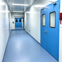 Puerta de Seguridad de Acero Personalizada con Ventanas y Manija, Puerta Hermética de Acero para Fábrica de Procesamiento de Alimentos, Cuarto Limpio