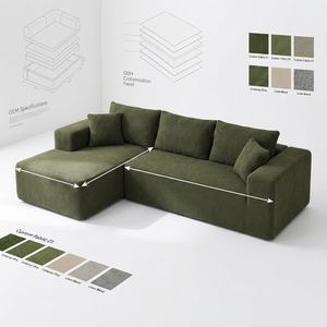 Sofá Modular em L de Bouclé, Sofá Compactado a Vácuo, Conjunto de Sofá Seccional com Assento Profundo para Móveis de Sala de Estar - Product Image 1