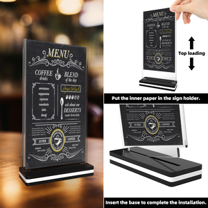 Sign Holder, Double Sided Clear Display Stand Table Top Sign Paper Holder, Vertical Menu <strong>Flyer</strong> Holder, Plastic Sign Frame K-6027 - Product Image 5
