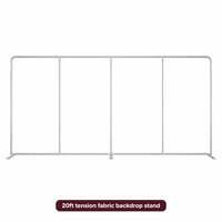 Support de toile de fond en tissu tendu imprimé par sublimation 20FT, en tube d'aluminium, portable, léger et pliable, pour exposition commerciale