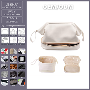 Trousse de Maquillage en <span class=keywords><strong>Cuir</strong></span> PU Imperméable avec Fermeture Éclair, Trousse de Toilette Professionnelle de Haute Qualité, <span class=keywords><strong>Pochette</strong></span> de Voyage Personnalisable avec Logo pour Hommes et Femmes - Product Image 1