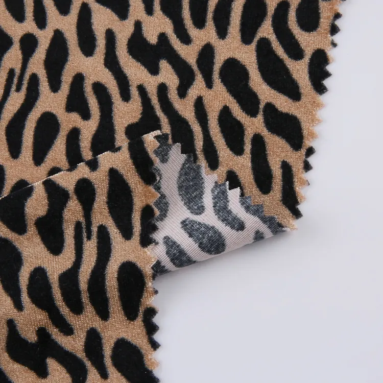 Stretch spandex polyester print leopard warp knitting printing fabric