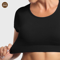 Logo personnalisé vêtements de sport respirants de haute qualité haut court à col rond et dos ouvert pour femmes
