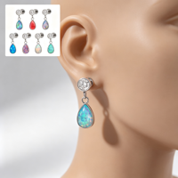 Boucles d'oreilles clous en titane G23 F136 avec pierres précieuses en gel opale et zircon, anneaux de lèvre, bijoux de piercing corporel, pendentifs de mode