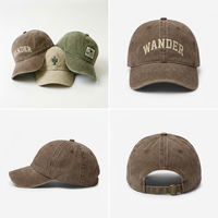 Gorra de Béisbol Unisex con Bordado de Letras, de Algodón Lavado, Color Marrón Vintage, con Visera Curva, Estilo Dad Hat, Suave y Transpirable para Exteriores