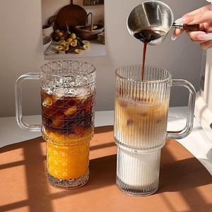 Gobelet en <span class=keywords><strong>verre</strong></span> grande capacité 500 ml avec poignée et paille, tasse à café glacé portable avec couvercle, <span class=keywords><strong>verre</strong></span> à boisson, <span class=keywords><strong>verre</strong></span> à bière de bar - Product Image 6