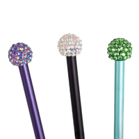 Luxe Noir Bois Acrylique Boule Diamant Pierre Crayon Promotionnel Crayon Cadeau Stylo Crayon pour Étudiant Fournitures De Bureau Logo Personnalisé