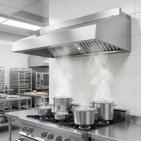 Hotte d'extraction murale en acier inoxydable pour cuisine professionnelle avec filtres en U détachables pour magasin de barbecue