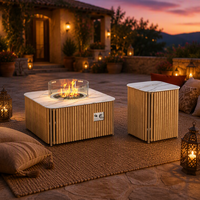 Table de jardin Sigarten en teck avec foyer sans fumée pour restaurant, jardin