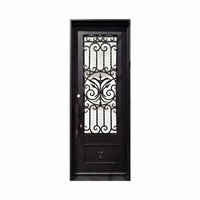Vente chaude principale forgé nouvelle porte gril fenêtre porte conceptions simple et Double porte en fer