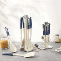 Ensemble d'ustensiles de cuisine en silicone durable antiadhésif 7 pièces avec louche, cuillères, poignée ergonomique, résistant au lave-vaisselle et à la chaleur