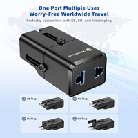 Adaptateur de voyage miniature Wontravel 2500W avec prise US, EU et Inde, chargeur de voyage pour l'Inde