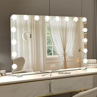 Grand miroir de maquillage de table avec 16 ampoules LED pour la maison et la salle de maquillage
