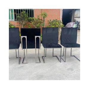 Chaises de <span class=keywords><strong>salle</strong></span> à manger d'hôtel en velours bleu et acier inoxydable, modernes, luxueuses, bon marché, pour salon - Product Image 6