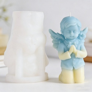 Moule en silicone pour bougie d'aromathérapie, gâteau, diffuseur, pierre en résine époxy, plâtre, motifs Fille ange et Petit garçon, DIY, transfrontalier - Product Image 4