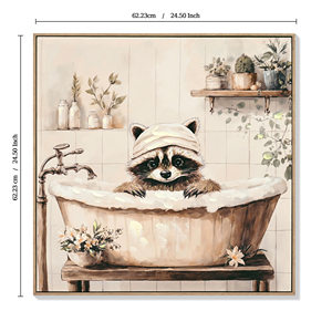 Quadro su tela con procione nel <span class=keywords><strong>bagno</strong></span>, dipinto divertente di animale <span class=keywords><strong>in</strong></span> vasca da <span class=keywords><strong>bagno</strong></span>, immagini di procioni neri per decorazione murale - Product Image 2
