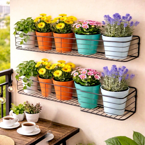Étagère murale moderne en métal pour plantes, support mural en métal avec revêtement en poudre, étagère suspendue pour fleurs et plantes vertes, design minimaliste - Product Image 1