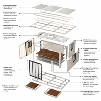 Conteneur Extensible de Luxe en Acier Léger, Pliable, 20/40 pieds, 3 Chambres, Structure en Acier Léger, Design Moderne Respirant