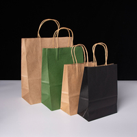 Sac en papier kraft brun et blanc personnalisé avec logo, à soufflets larges, robuste, pour plats chauds à emporter en restauration