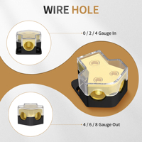 Bloc de distribution d'alimentation pour autoradio, 2 voies 12V DC 0/2/4 AWG en entrée, 4/8/10 AWG en sortie, pour distribution d'amplificateur stéréo