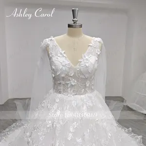 애슐리 캐롤 A-라인 웨딩 드레스 실제 사진 2023 꿈꾸는 아플리케 등이없는 리본 우아한 가운 Vestidos 드 노비아 - Product Image 3