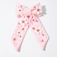 Jepit Rambut Kain Motif Bunga Buah Musim Panas Pink Putih Lucu Apel Pisang Daisy Hias Mutiara Berlian Imitasi untuk Wanita