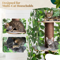 Arbre à chat robuste et peu encombrant avec 4 niveaux de griffades, 5 poteaux pour grimper, se cacher et dormir, montage facile