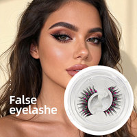 Cils artificiels en cheveux synthétiques doux réutilisables, décorés de strass roses étincelants faits à la main, marque privée OEM