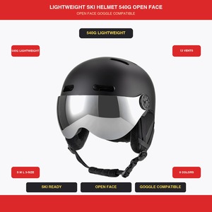 Casco <span class=keywords><strong>de</strong></span> esquí ligero al por mayor con 12 ventilaciones, carcasa <span class=keywords><strong>de</strong></span> ABS, forro <span class=keywords><strong>de</strong></span> felpa larga, casco <span class=keywords><strong>de</strong></span> snowboard abierto para adultos, 3 tallas, 8 colores, OEM ODM - Product Image 1