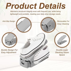 Double-Layer Dormitory-<b>Space</b> <b>Saving</b> <b>Shoe</b> Rack with Adjustable <b>Storage</b> <b>Shoes</b> Cabinet Home Artifact <b>Storage</b> Stand - Product Image 5
