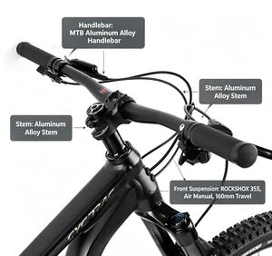 Vélo de montagne tout suspendu Enduro haute performance avec cadre en aluminium 29 pouces, 12 vitesses, fourche à air 160 mm de débattement, confort optimal - Product Image 2