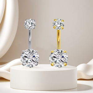 Getto ASTM-F136 in titanio per bambini ombelico anello ombelico con zircone placcato <span class=keywords><strong>argento</strong></span> interno filo elica corpo Piercing - Product Image 2