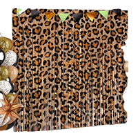 Rideaux à franges en feuille d'aluminium imprimé guépard, lot de 2, toile de fond rectangulaire métallique pour photomaton d'anniversaire, 3,28x6,56 pieds, décorations