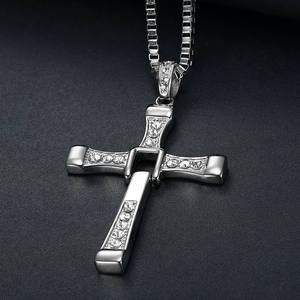 Collier en acier inoxydable 316 avec croix en zircon, bijoux inspirés du <span class=keywords><strong>film</strong></span> Fast and Furious, pendentif croix de Dominic Toretto, collier pour homme - Product Image 4