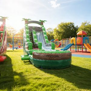 Combo <span class=keywords><strong>de</strong></span> Tobogán Acuático Inflable, Toboganes Acuáticos Inflables, Castillo Inflable Verde <span class=keywords><strong>con</strong></span> Tobogán y <span class=keywords><strong>Piscina</strong></span> - Product Image 1