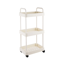 Chariot utilitaire roulant à 3 niveaux pour cuisine Support de rangement multifonctionnel en métal avec roues en fer pliable-pour usage domestique