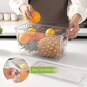 Kotak penyimpanan kulkas kualitas tinggi wadah buah sayuran segar wadah penyimpanan makanan plastik