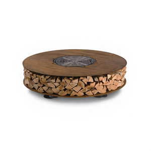 Modern Comfortable Portable Durable Outdoor Corten Steel Wood Burning Fire Pit with Storage <b>and</b> <b>Table</b> <b>Chairs</b> - Product Image 1