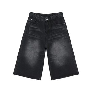 Pantalones cortos de mezclilla personalizados para hombre, estilo urbano Hip Hop, pantalones cortos de mezclilla de tres cuartos para hombre al por mayor, jorts casuales de pierna ancha Monkey para hombre - Product Image 6