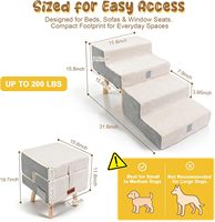 Hunderampe für Couch 4-Stufige Faltbare Treppe für Kleine Hunde Einfaches Klettern Stabile Schaumstoffunterstützung Besserer Pfahlgrip für Haustiere