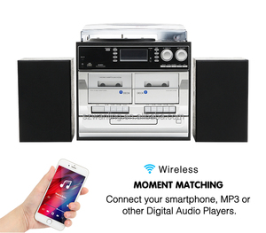 Retro Vinyl Hot Bán đôi Cassette Turntable <span class=keywords><strong>CD</strong></span> ghi <span class=keywords><strong>Player</strong></span> với AM FM Đài phát thanh - Product Image 3