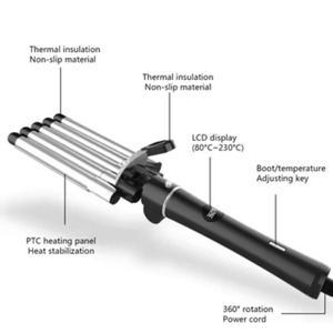 Rizador de Pelo de Cerámica Rosa Personalizado, Rizador de Pelo 3 en 1 con Rotación Automática a 220 Grados - Product Image 3