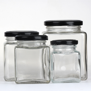 <span class=keywords><strong>Mini</strong></span> rõ ràng <span class=keywords><strong>4oz</strong></span> vuông thủy tinh lưu trữ Jar 120ml miệng rộng thực phẩm đóng hộp Mứt Mật Ong thủy tinh Mason Jar dưa container với nắp kim loại - Product Image 4