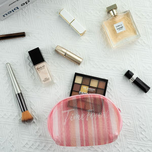 Custom for Pink Transparent <b>Swimming</b> Half Round Shell Shaped Mesh Makeup <b>Bag</b> Portable Travel Tote with Zipper Closure - Product Image 5