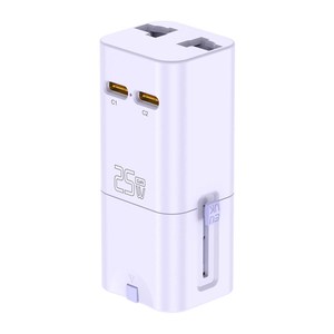 25W GaN Universal Travel <b>Adapter</b> Mini Lipstick Size International <b>Plug</b> Converter with 2 <b>USB</b>-<b>C</b> PD Fast Charging - Product Image 1