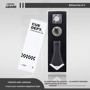 LIZARD cuir véritable pince à chocolat magnétique forte queue de billard craie motif de route carré 3 pièces 1/2 Rod Box Pool - Product Image 2