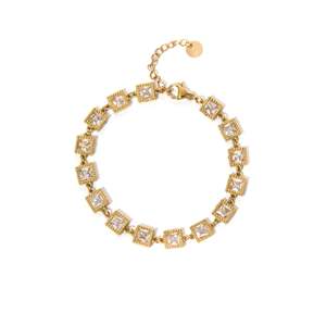 PXK-0279 กำไลข้อมือและกำไลผู้หญิงแบบคลาสสิกประดับคริสตัลและเพชรเทียม ทำจากสแตนเลสสตีล 316L ชุบทอง เหมาะสำหรับสวมใส่ทุกวัน - Product Image 1